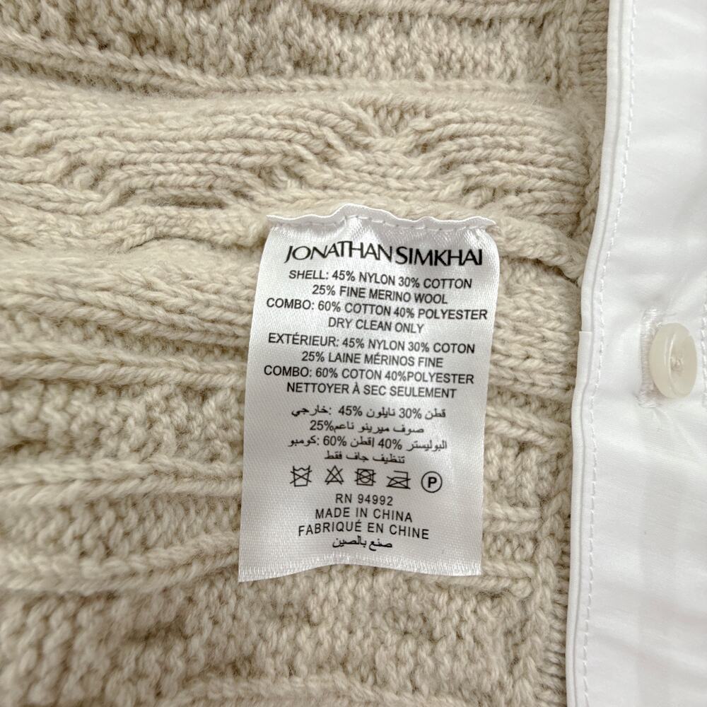 JONATHAN SIMKHAI Davina Patchwork Cardigan Jacket in Bone Multi M - Picture 9 of 12